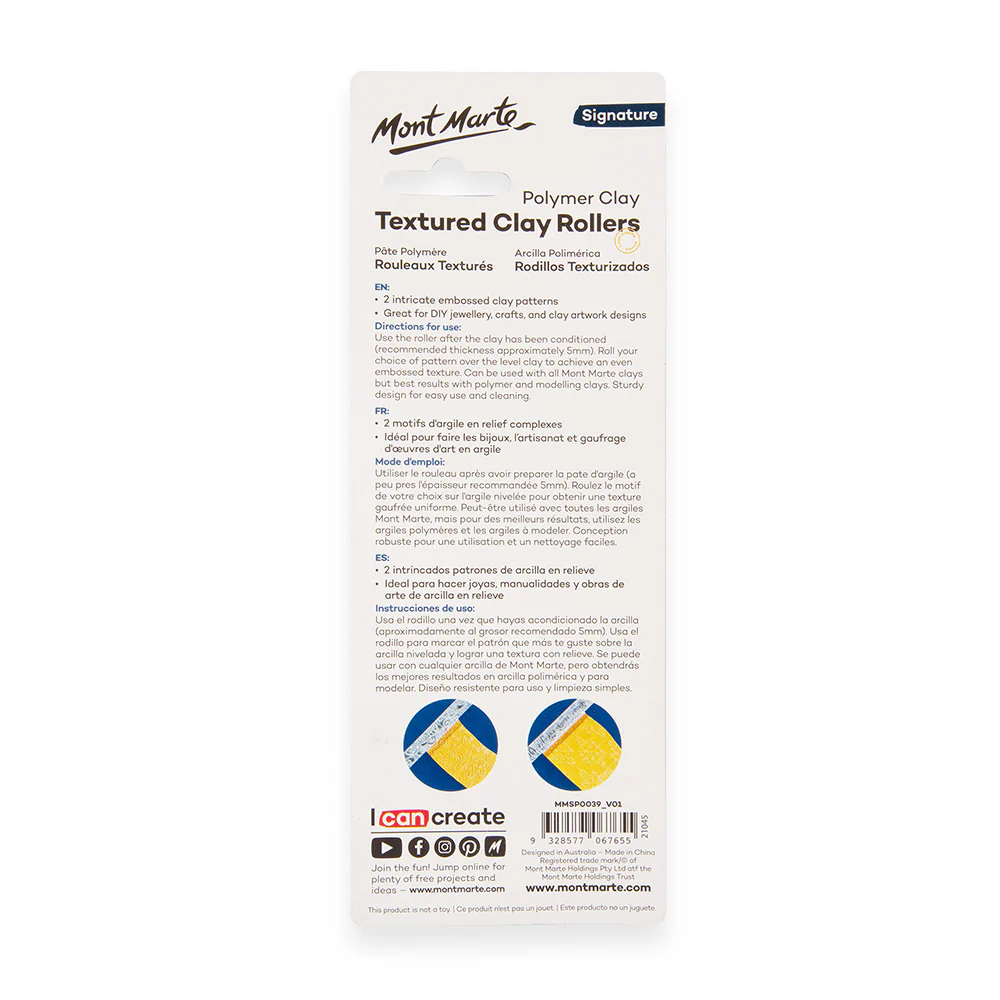Polymer Clay Textured Acrylic Clay Rollers Signature 2pc - Image 4