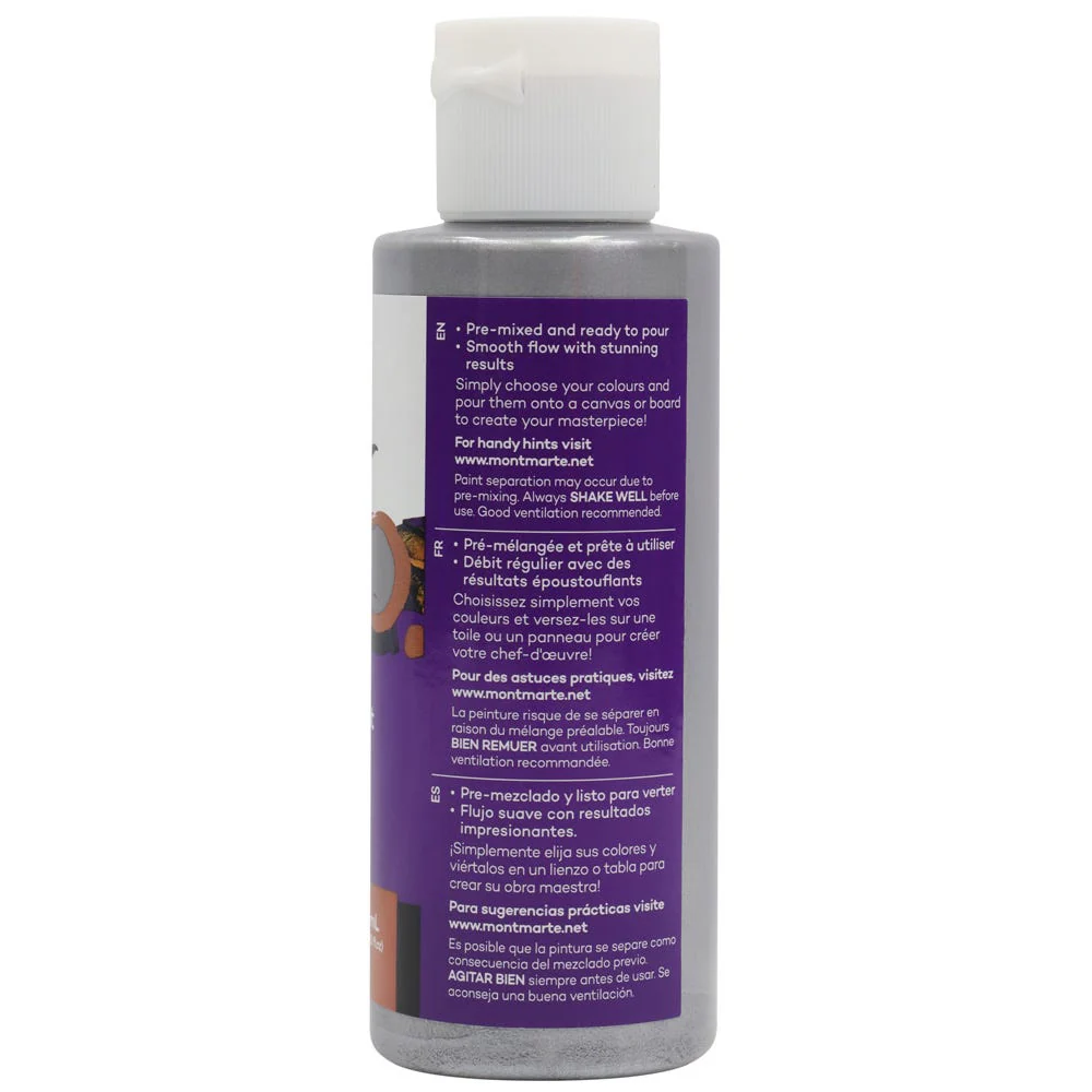 Pouring Acrylic Paint Premium 120ml Bottle - Silver - Image 3