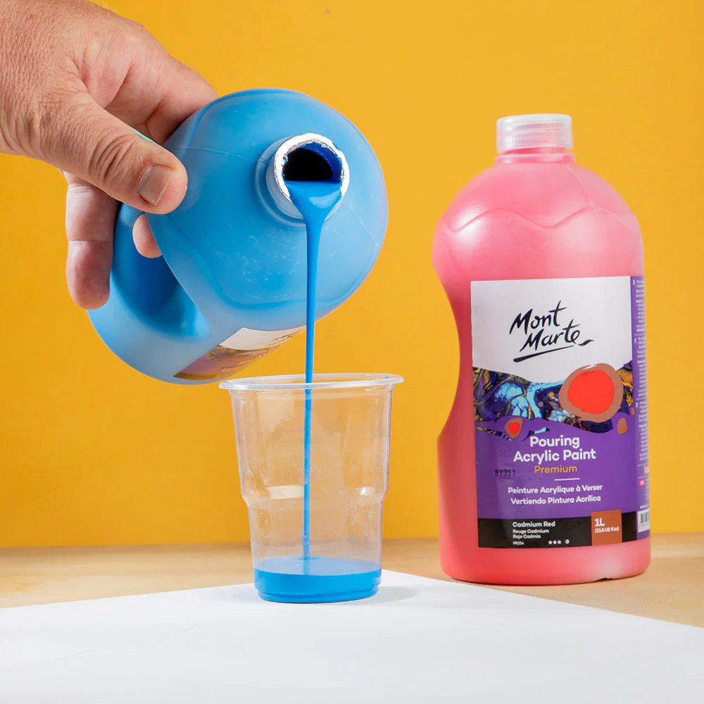 Pouring Acrylic Paint Premium 1L Bottle - Cerulean Blue - Image 4