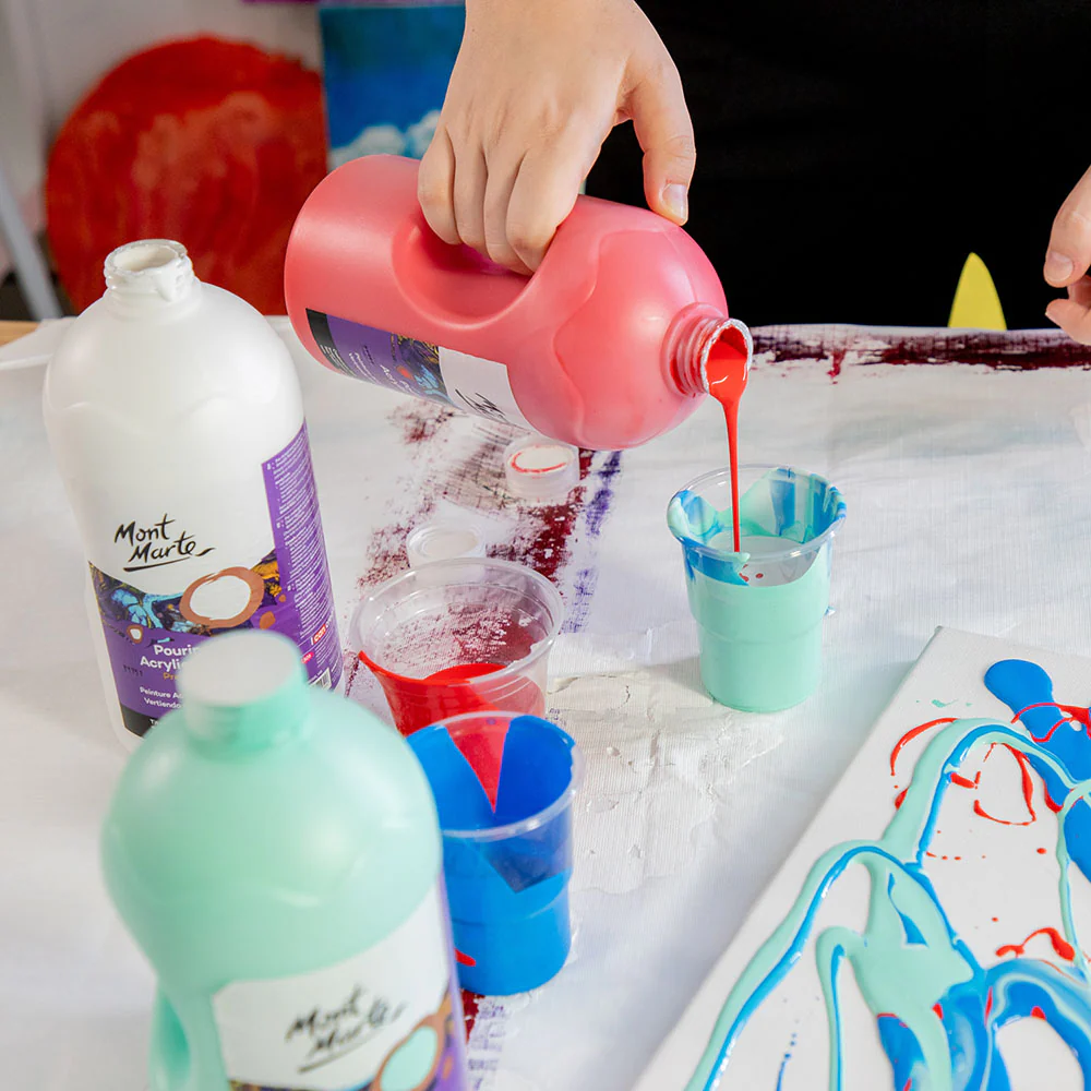 Pouring Acrylic Paint Premium 1L Bottle - Cerulean Blue - Image 5