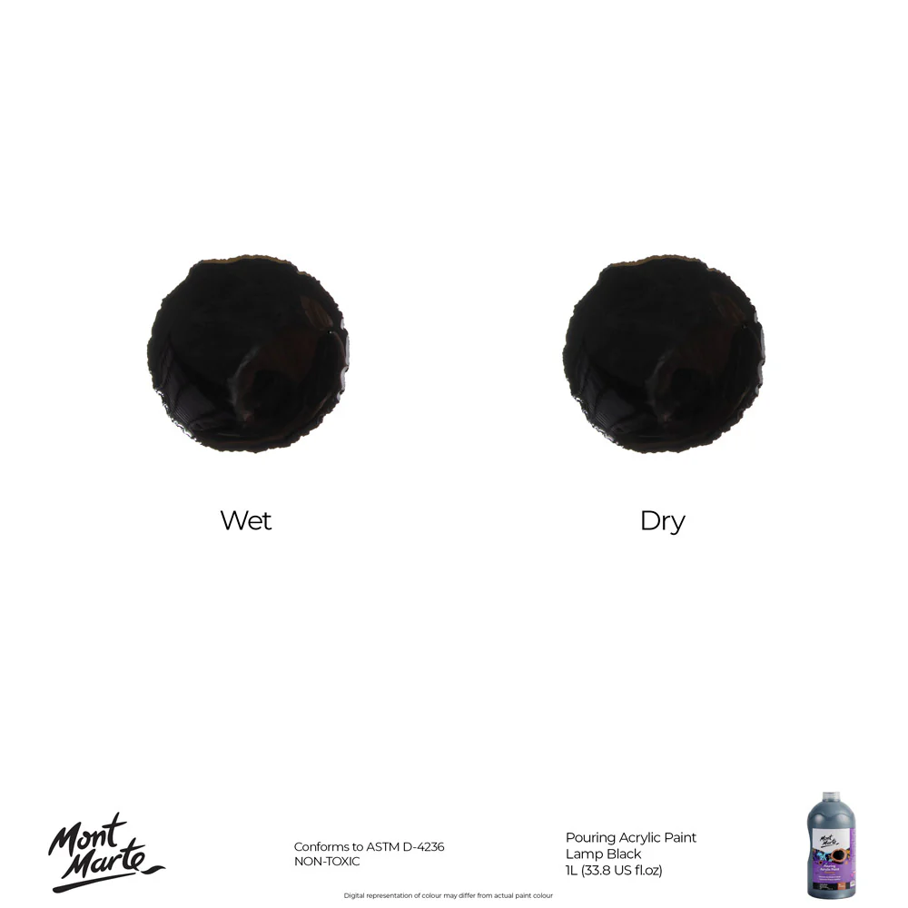 Pouring Acrylic Paint Premium 1L Bottle - Lamp Black - Image 10