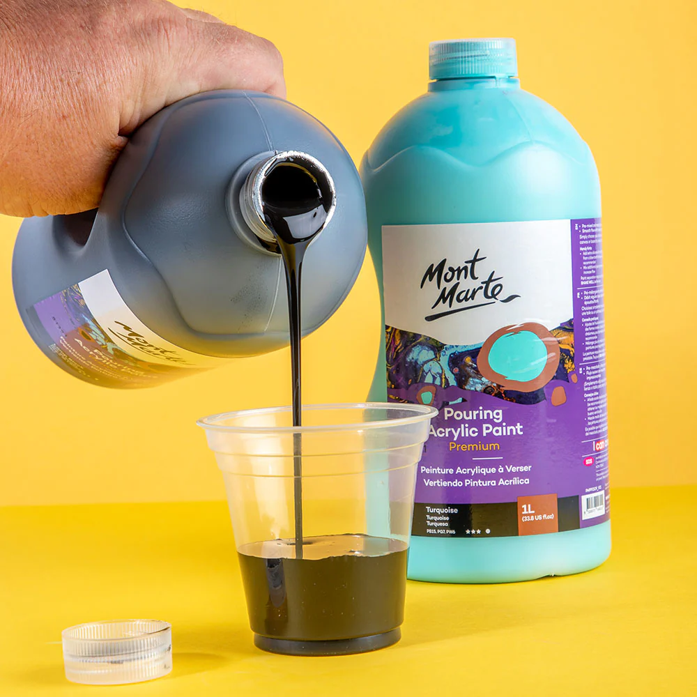 Pouring Acrylic Paint Premium 1L Bottle - Lamp Black - Image 5