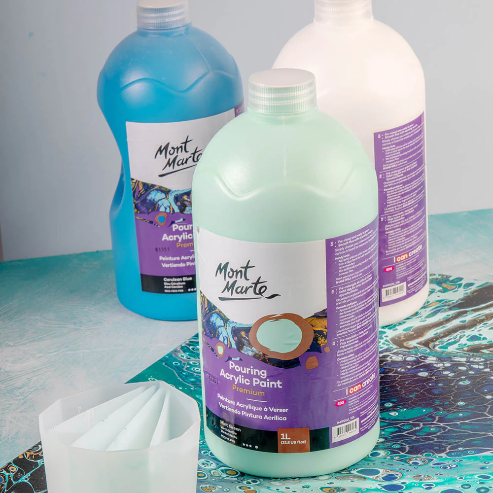 Pouring Acrylic Paint Premium 1L Bottle - Mint Green - Image 7