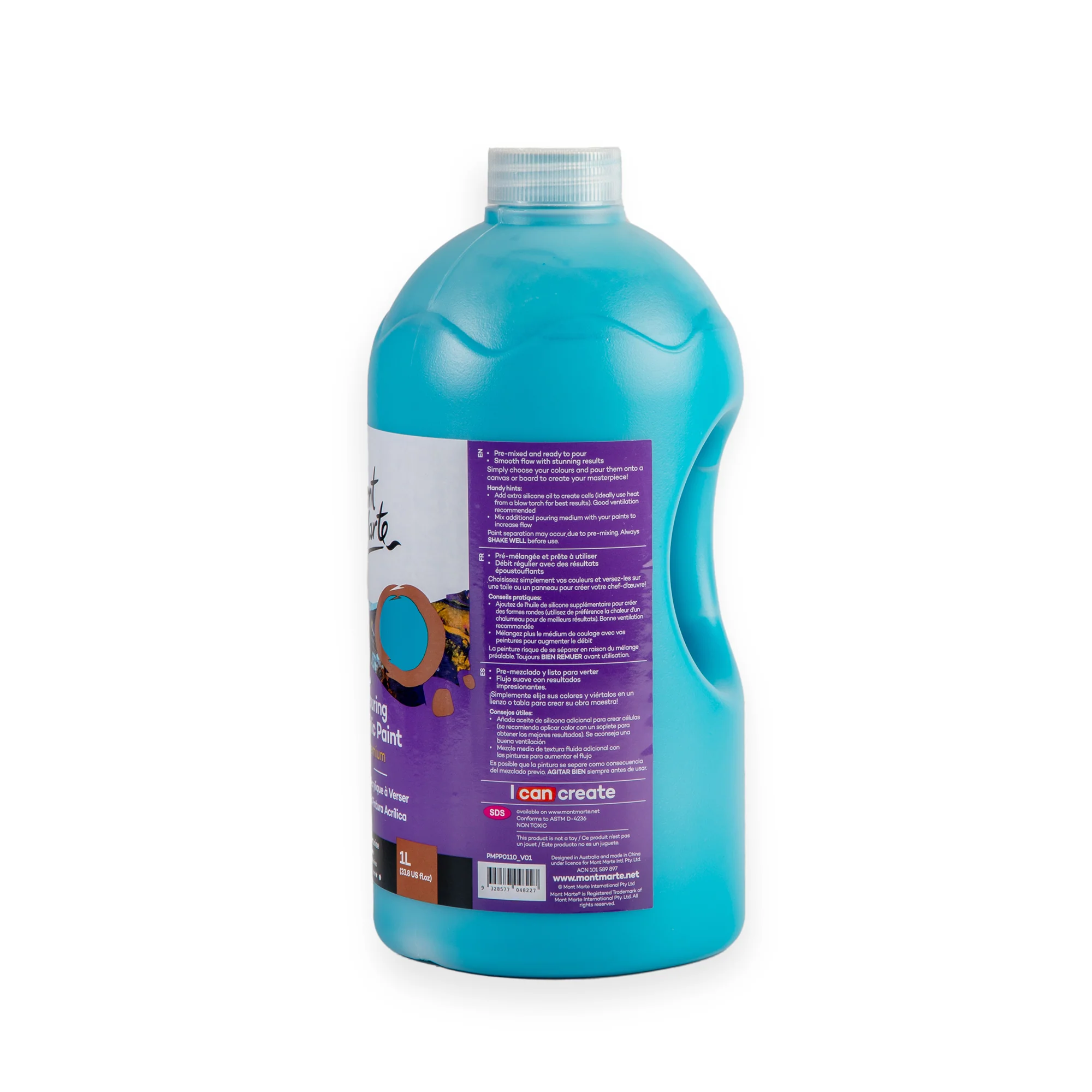 Pouring Acrylic Paint Premium 1L Bottle - Phthalo Turquoise - Image 2