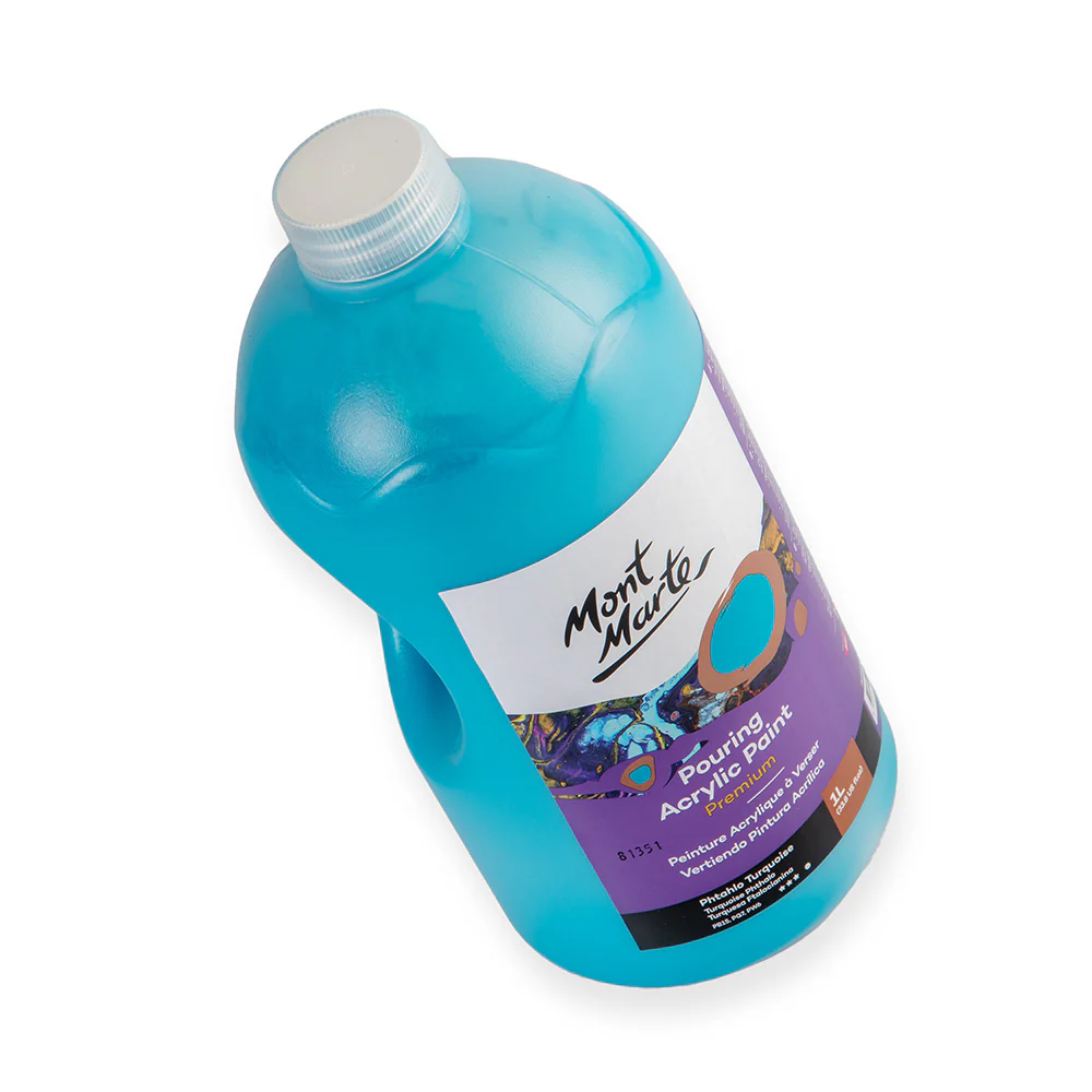 Pouring Acrylic Paint Premium 1L Bottle - Phthalo Turquoise - Image 3