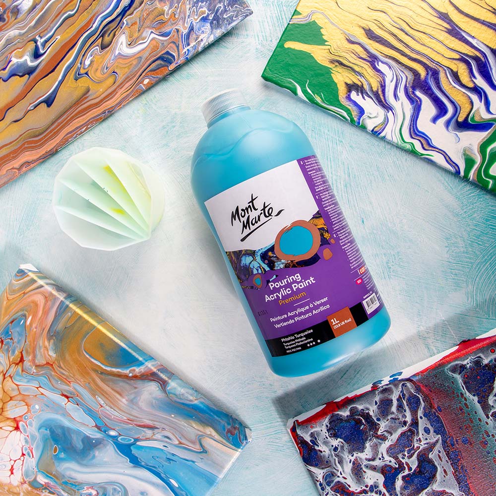 Pouring Acrylic Paint Premium 1L Bottle - Phthalo Turquoise - Image 5