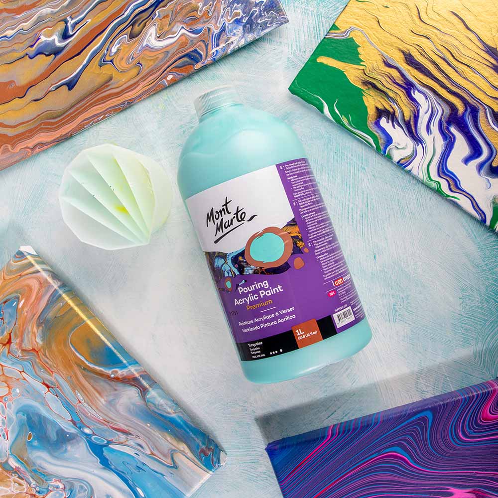 Pouring Acrylic Paint Premium 1L Bottle - Turquoise - Image 8