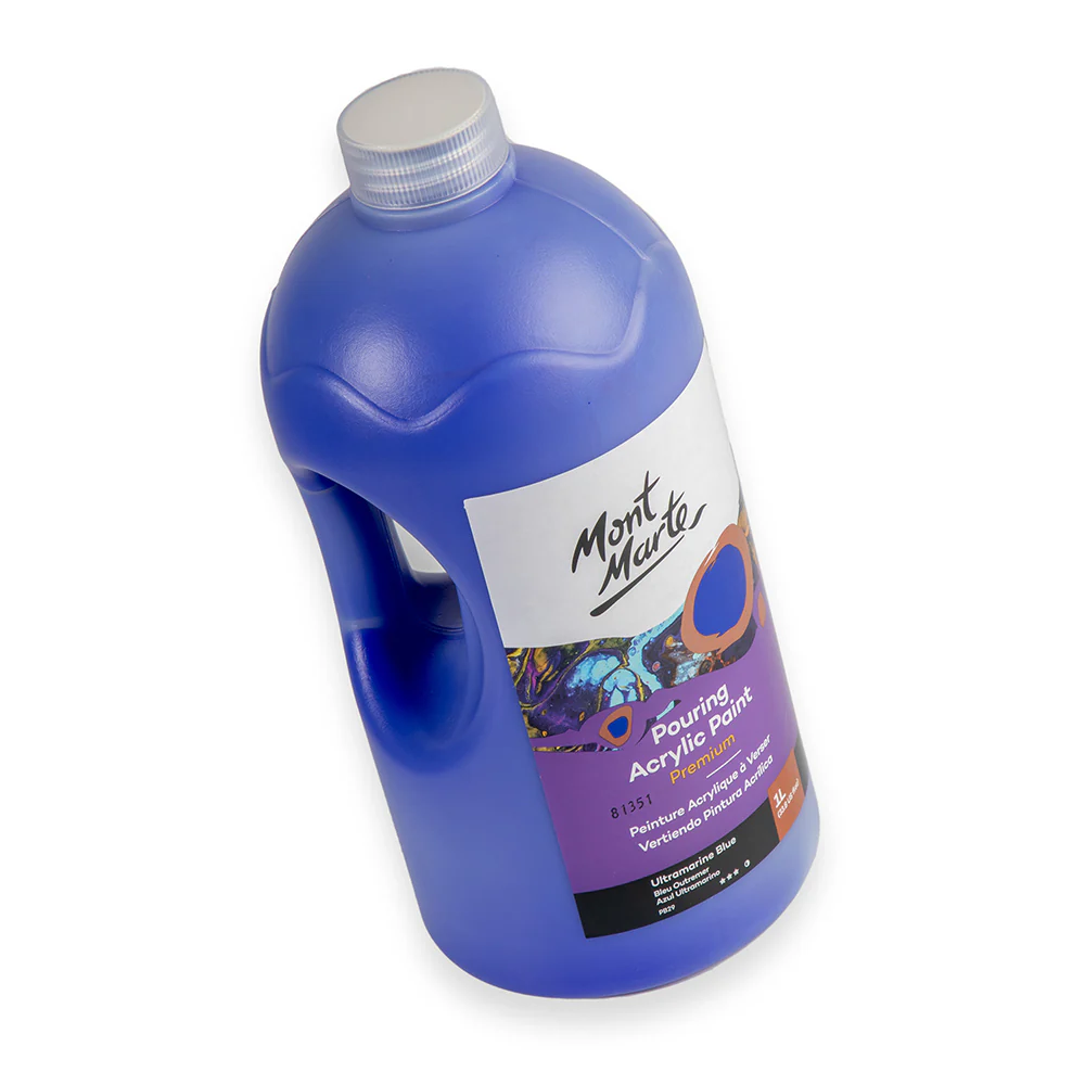 Pouring Acrylic Paint Premium 1L Bottle - Ultramarine Blue - Image 2
