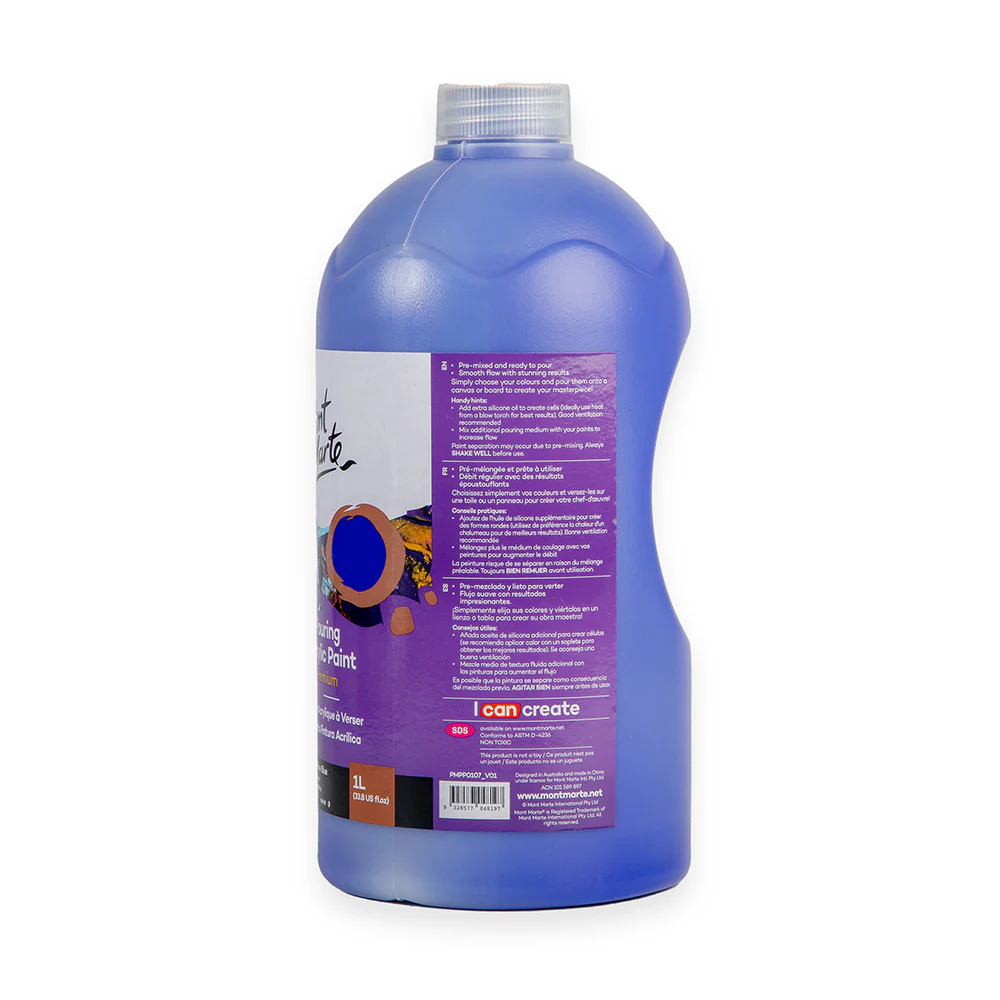 Pouring Acrylic Paint Premium 1L Bottle - Ultramarine Blue - Image 3