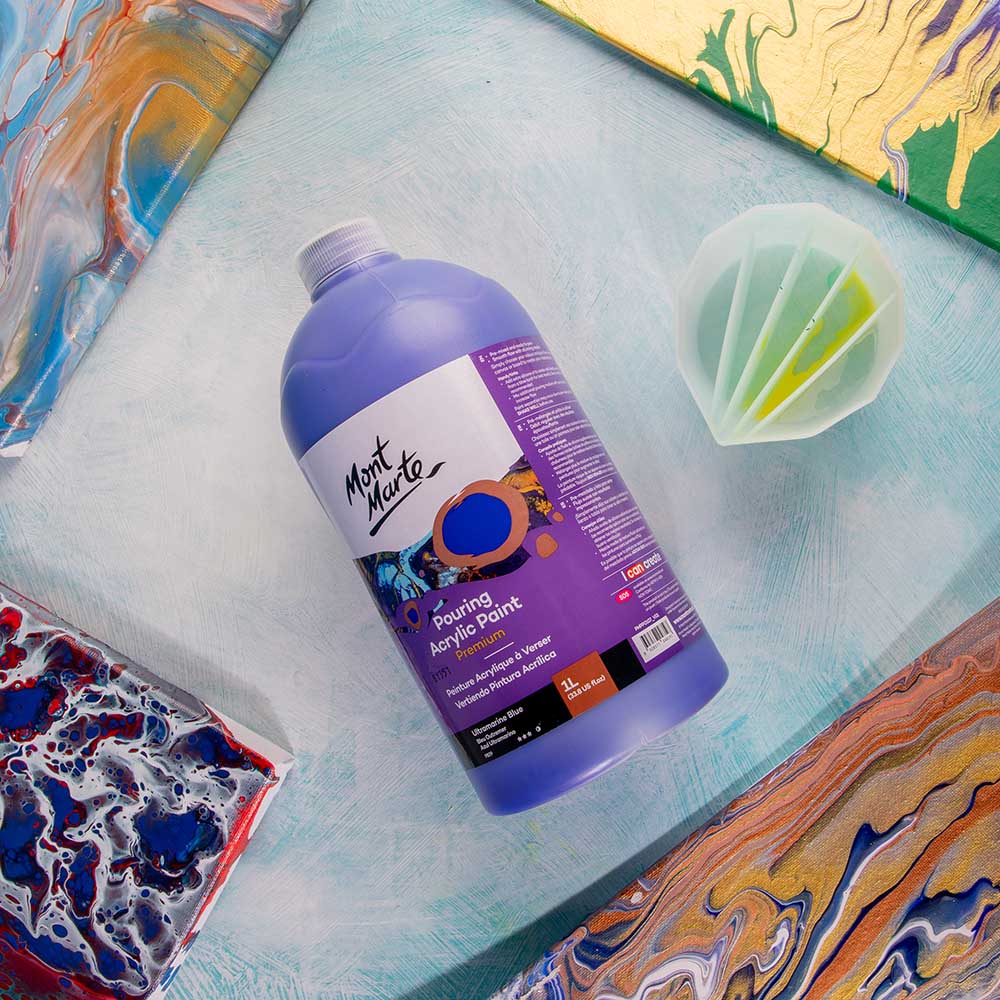 Pouring Acrylic Paint Premium 1L Bottle - Ultramarine Blue - Image 6