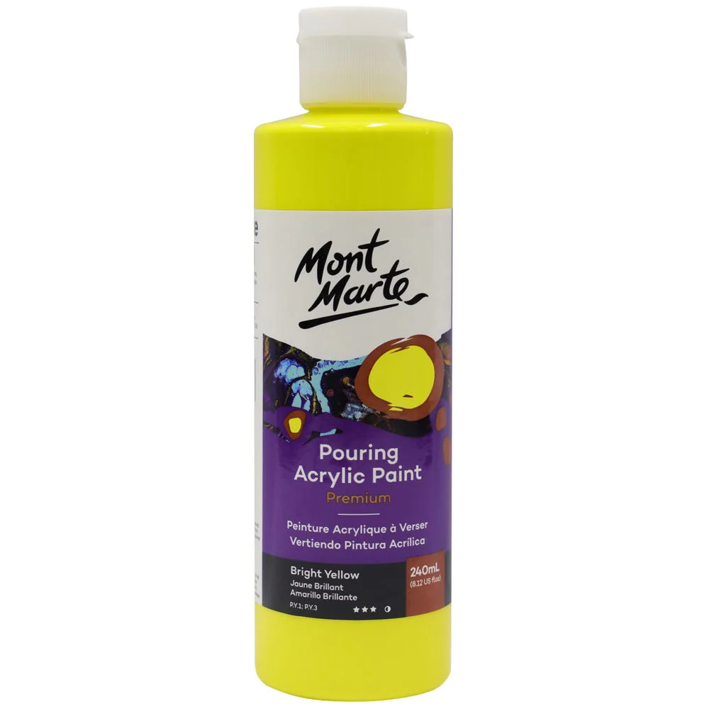 Pouring Acrylic Paint Premium 240ml - Bright Yellow - Image 9