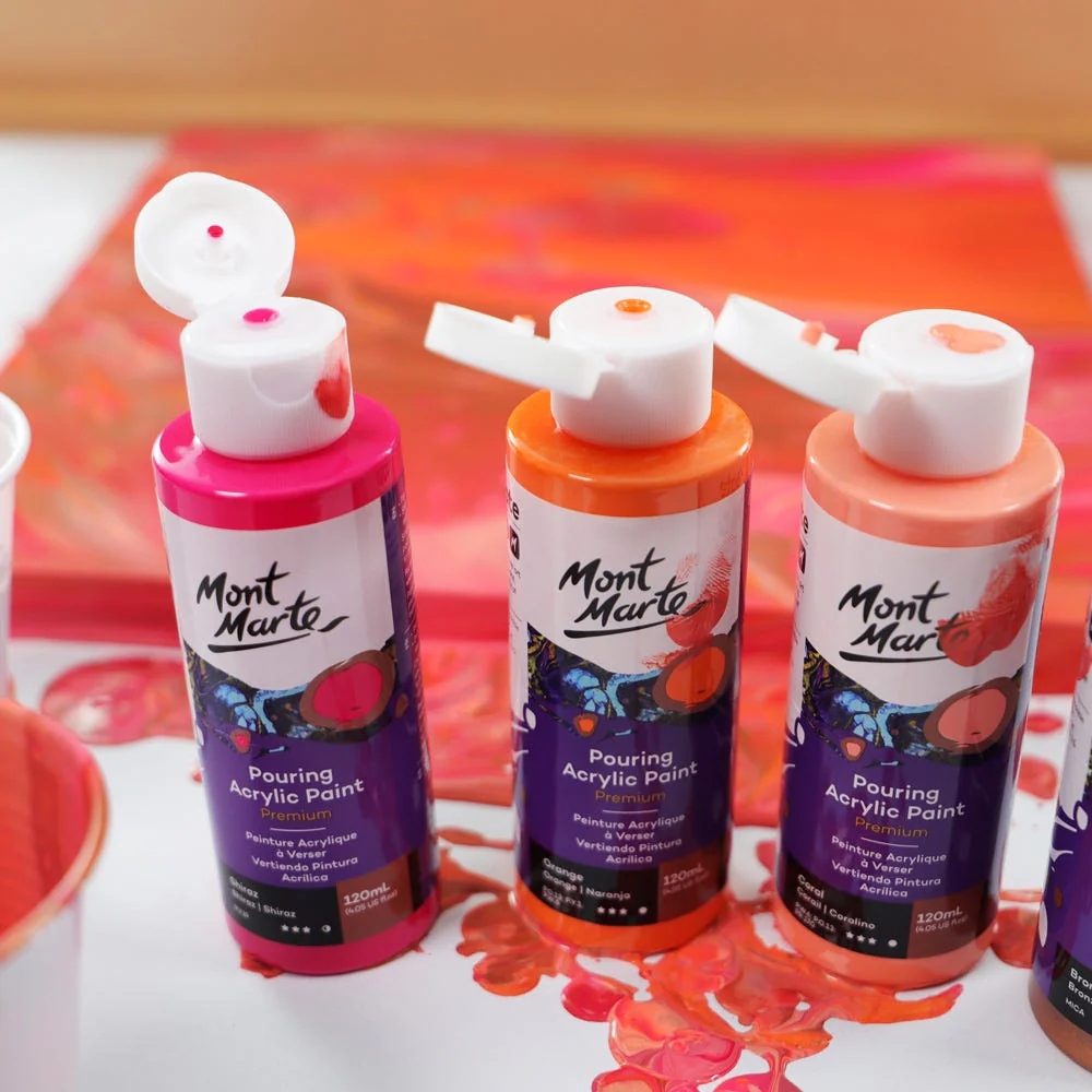 Pouring Acrylic Paint Set Premium 4pc x 120ml - Coral - Image 5