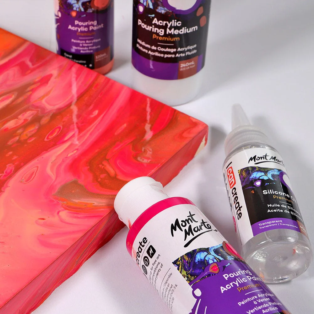 Pouring Acrylic Paint Set Premium 4pc x 120ml - Coral - Image 6