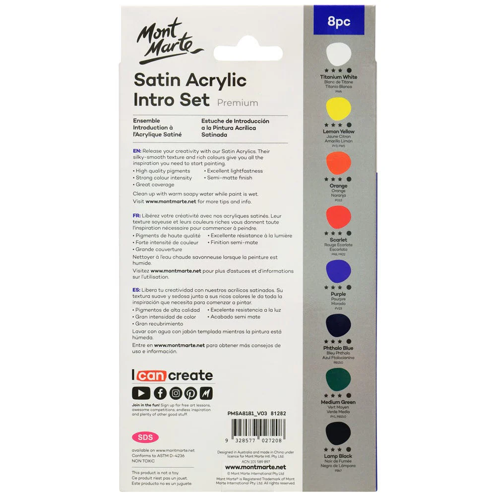 Satin Acrylic Intro Set Premium 8pc x 18ml - Image 2