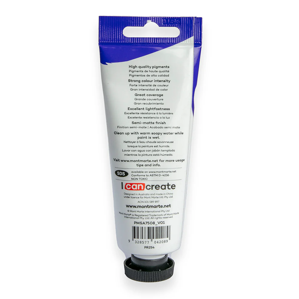 Satin Acrylic Paint Premium 75ml Tube - Brilliant Red - Image 3