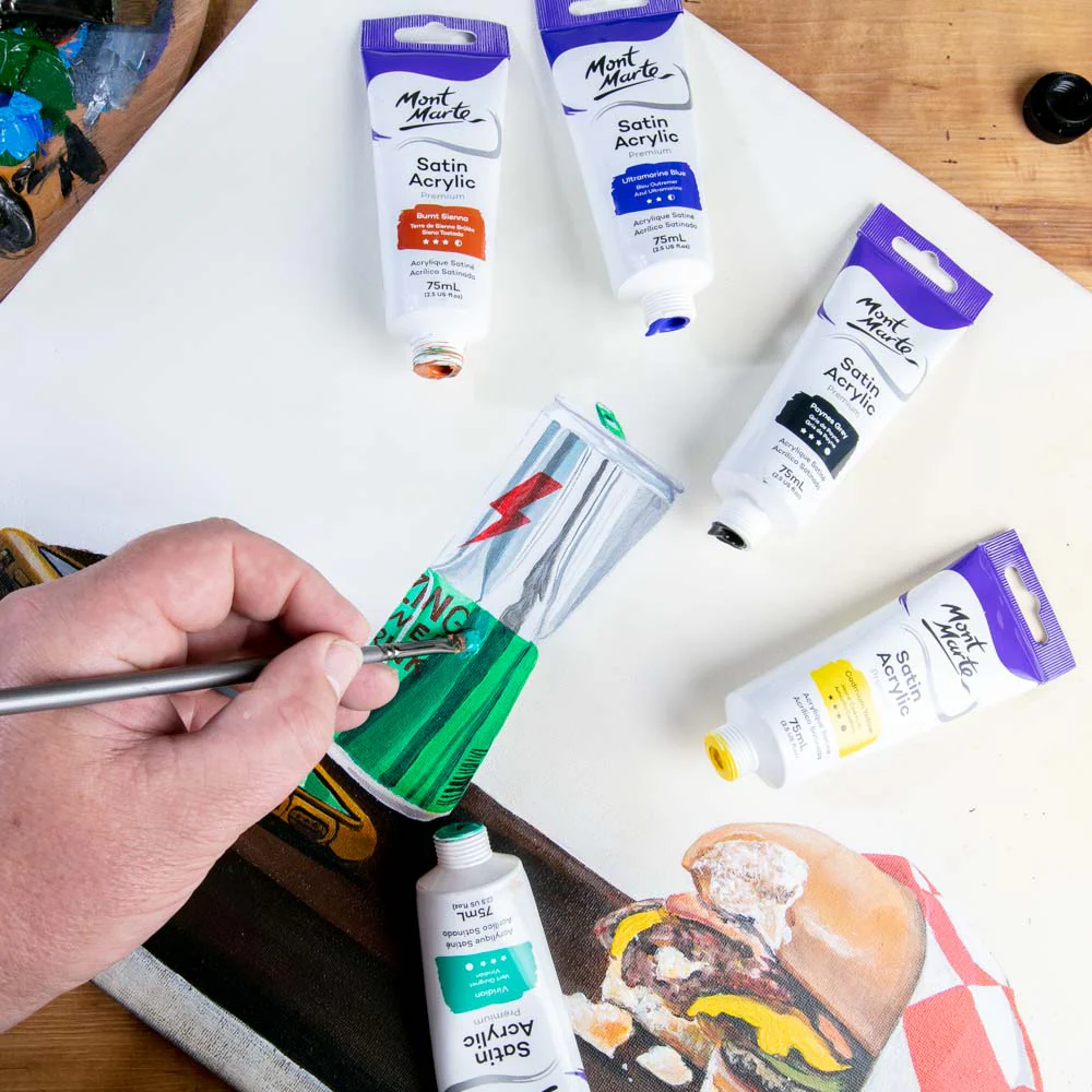 Satin Acrylic Paint Premium 75ml Tube - Burnt Sienna - Image 4
