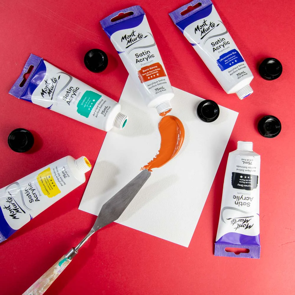 Satin Acrylic Paint Premium 75ml Tube - Burnt Sienna - Image 5