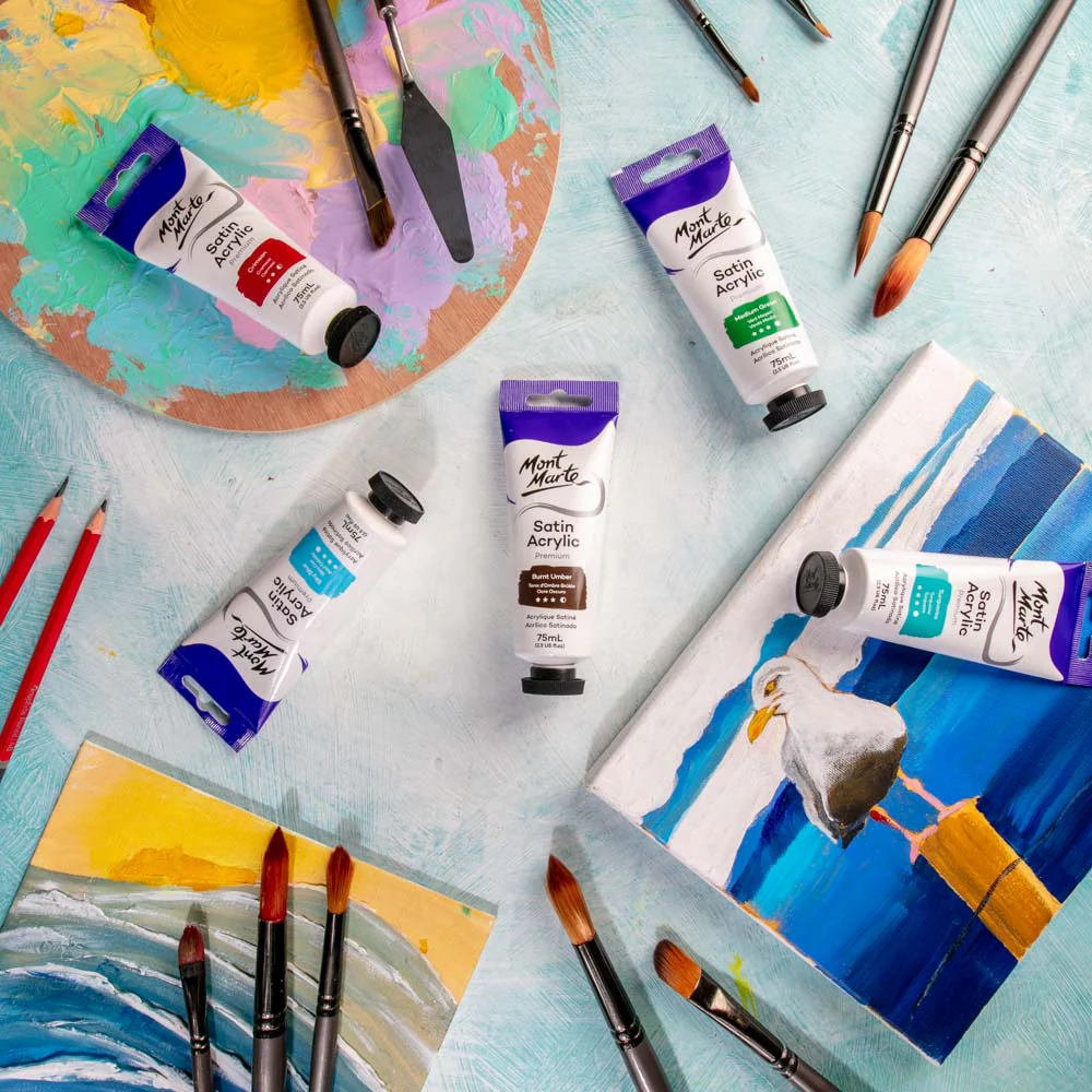 Satin Acrylic Paint Premium 75ml Tube - Burnt Umber - Image 6