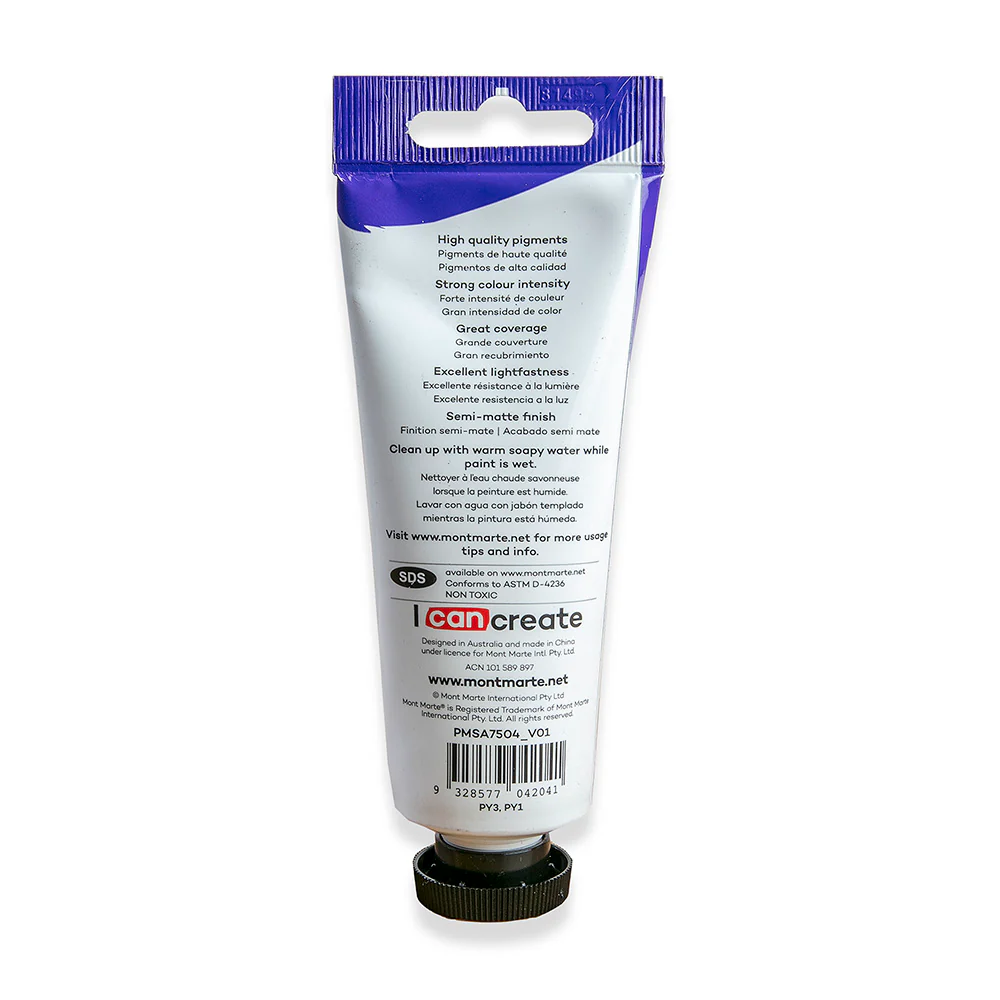 Satin Acrylic Paint Premium 75ml Tube - Cadmium Yellow - Image 3