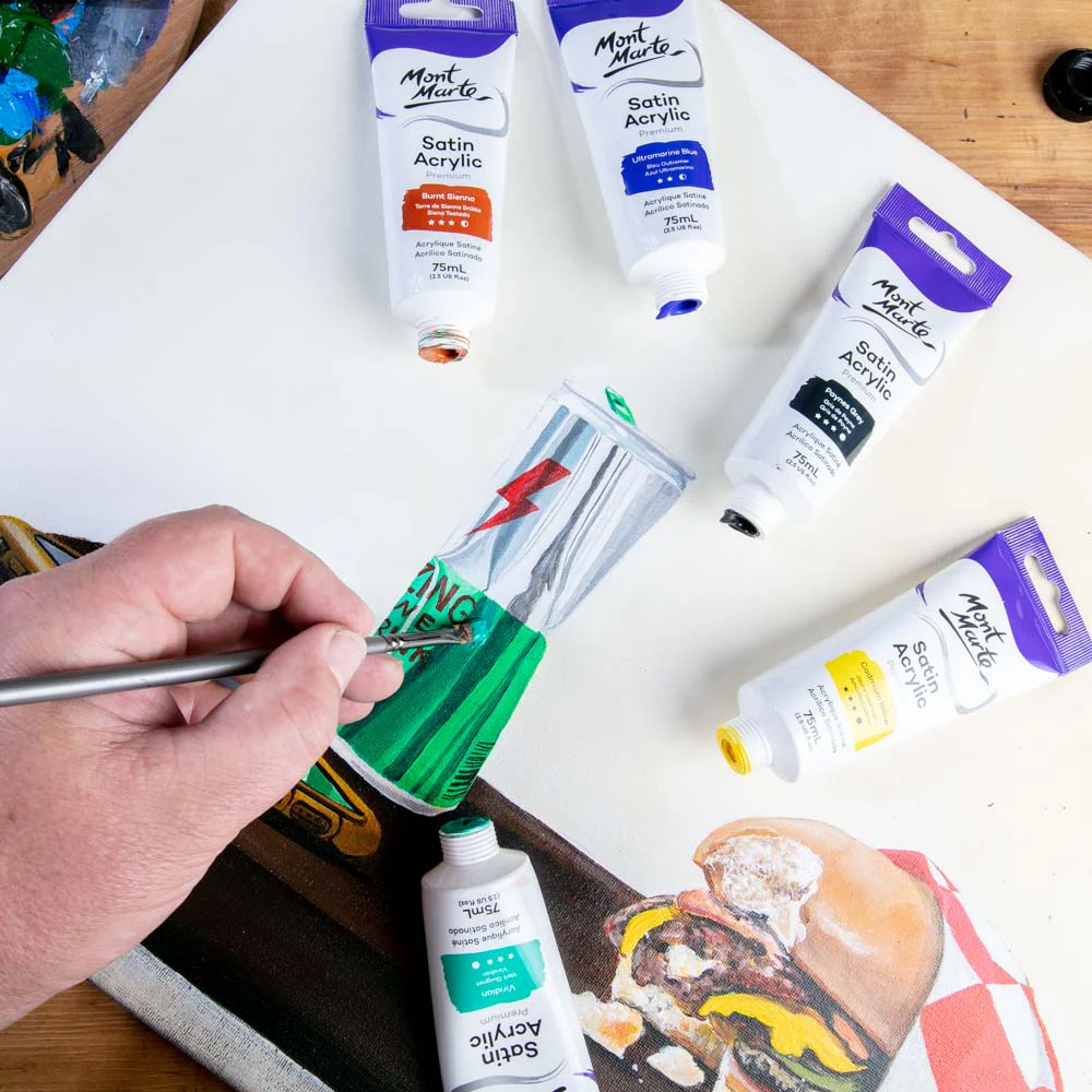 Satin Acrylic Paint Premium 75ml Tube - Cadmium Yellow - Image 4