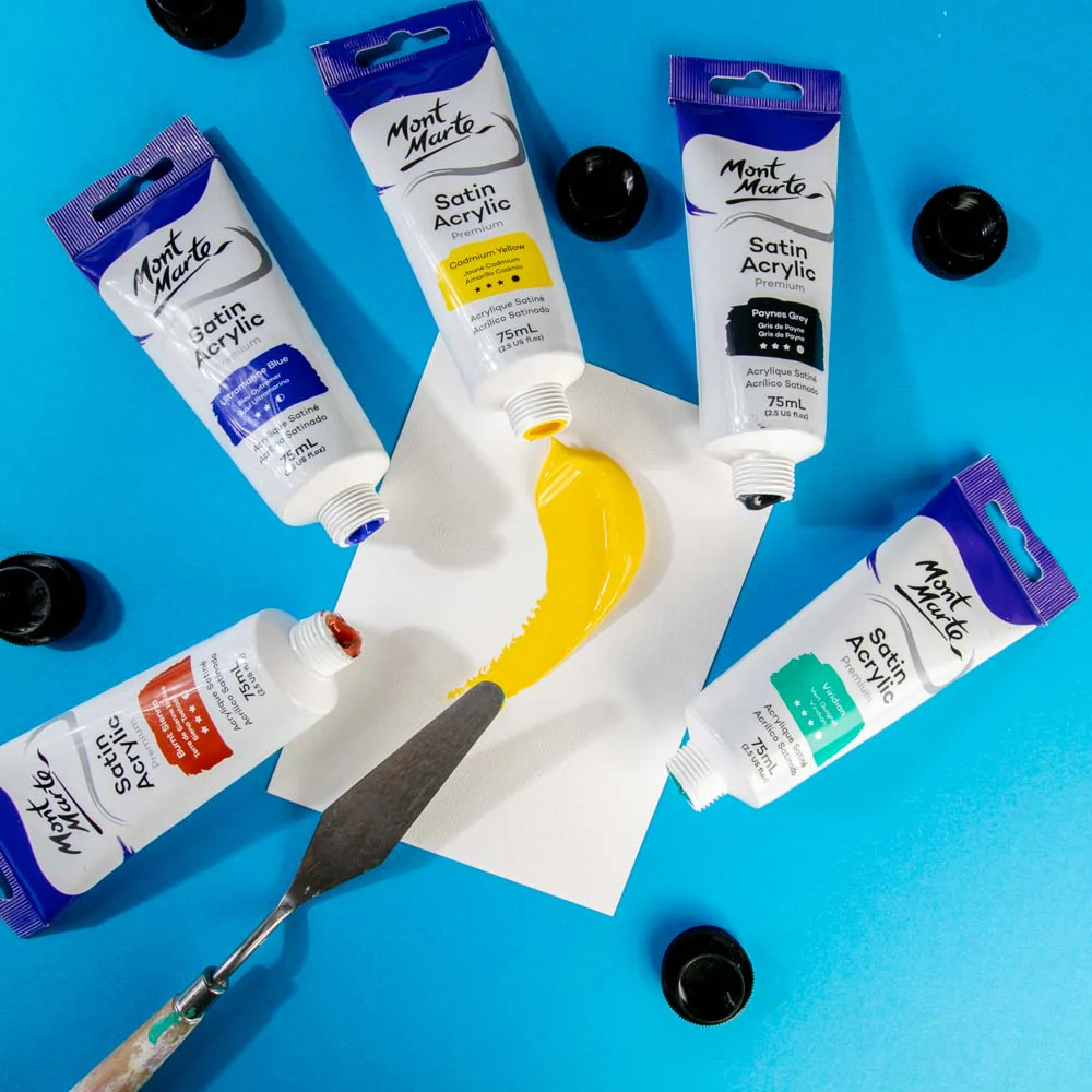 Satin Acrylic Paint Premium 75ml Tube - Cadmium Yellow - Image 5