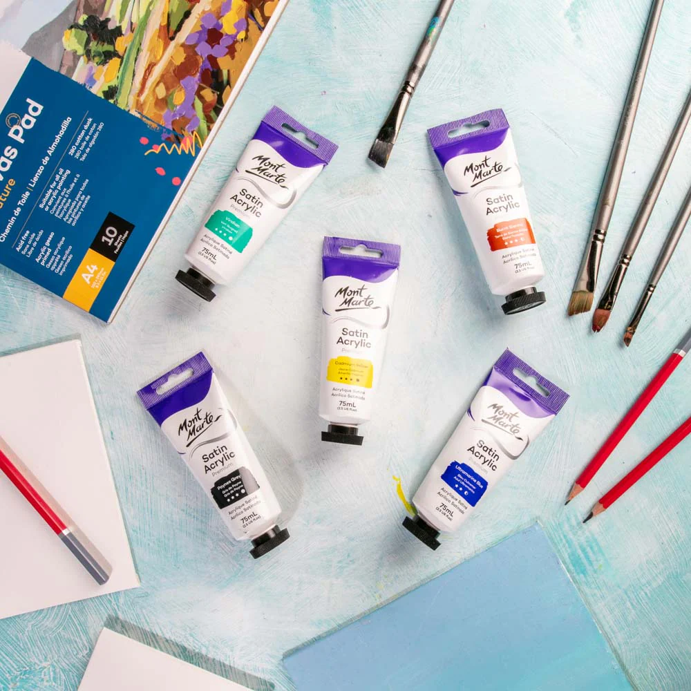 Satin Acrylic Paint Premium 75ml Tube - Cadmium Yellow - Image 6