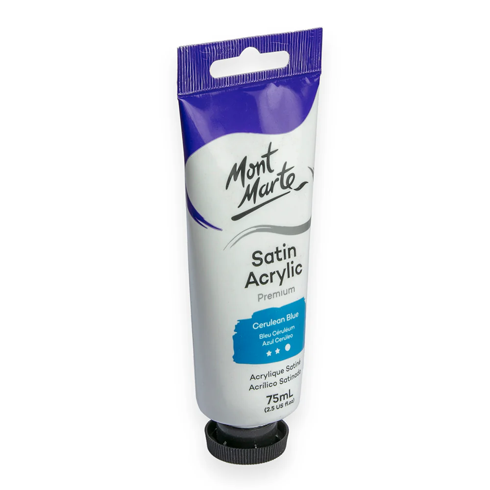 Satin Acrylic Paint Premium 75ml Tube - Cerulean Blue - Image 2