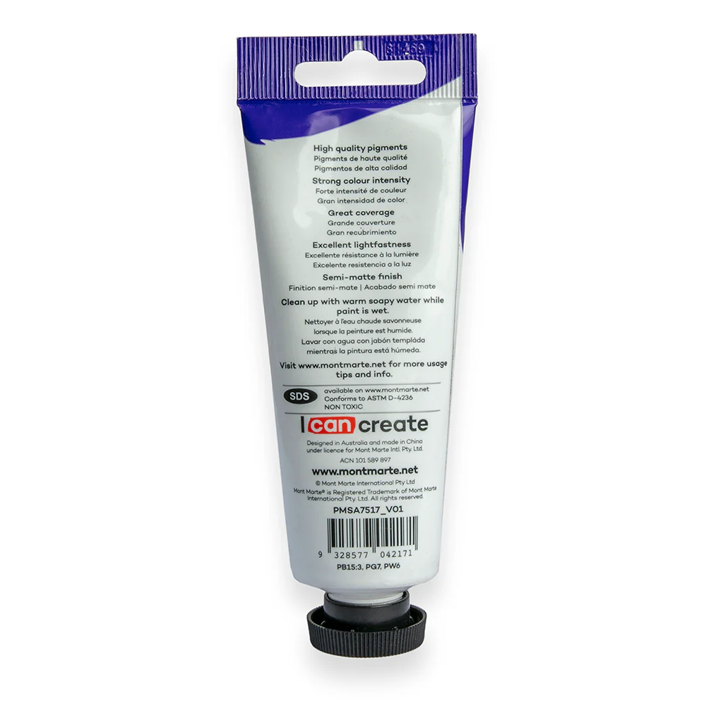 Satin Acrylic Paint Premium 75ml Tube - Cerulean Blue - Image 3