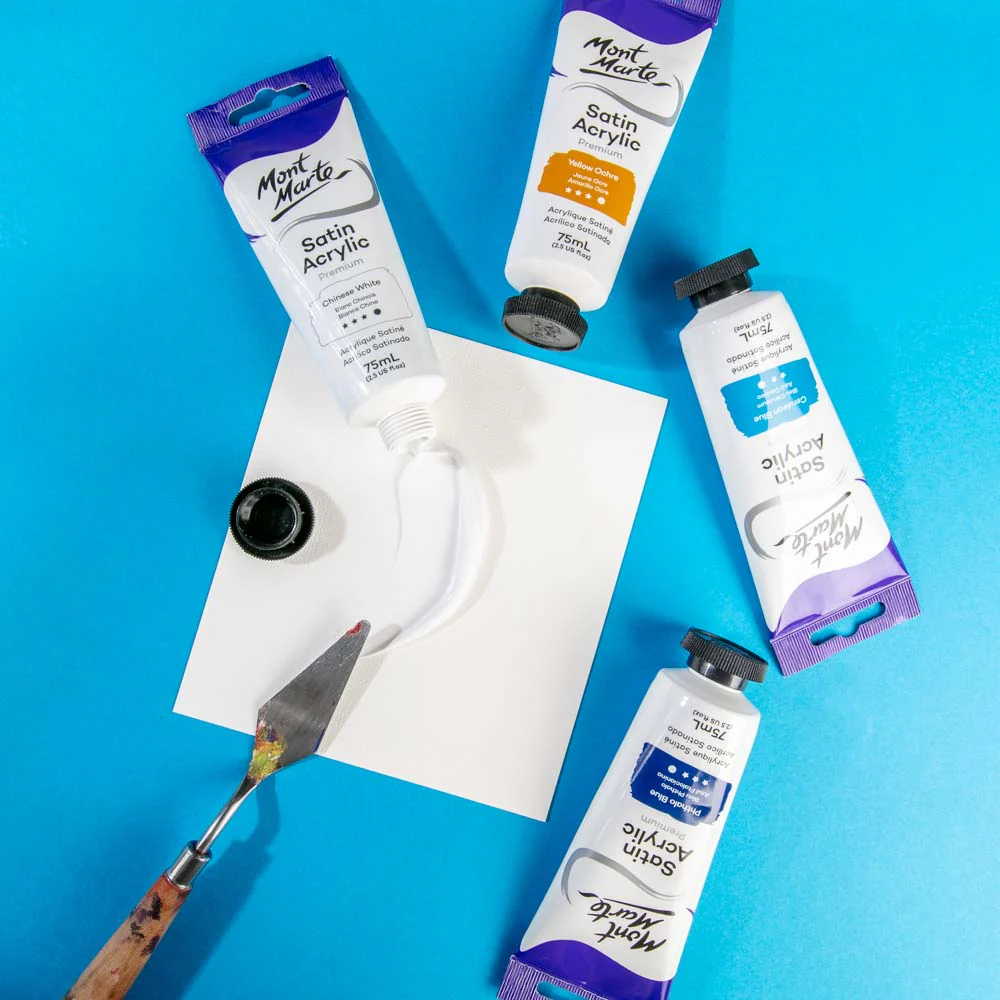 Satin Acrylic Paint Premium 75ml Tube - Chinese White - Image 5