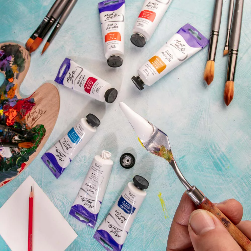 Satin Acrylic Paint Premium 75ml Tube - Chinese White - Image 7
