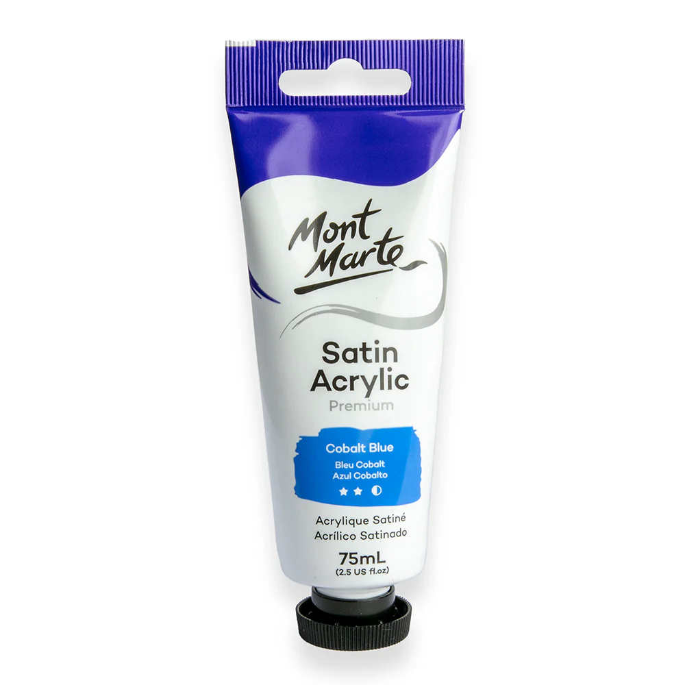 Satin Acrylic Paint Premium 75ml Tube - Cobalt Blue