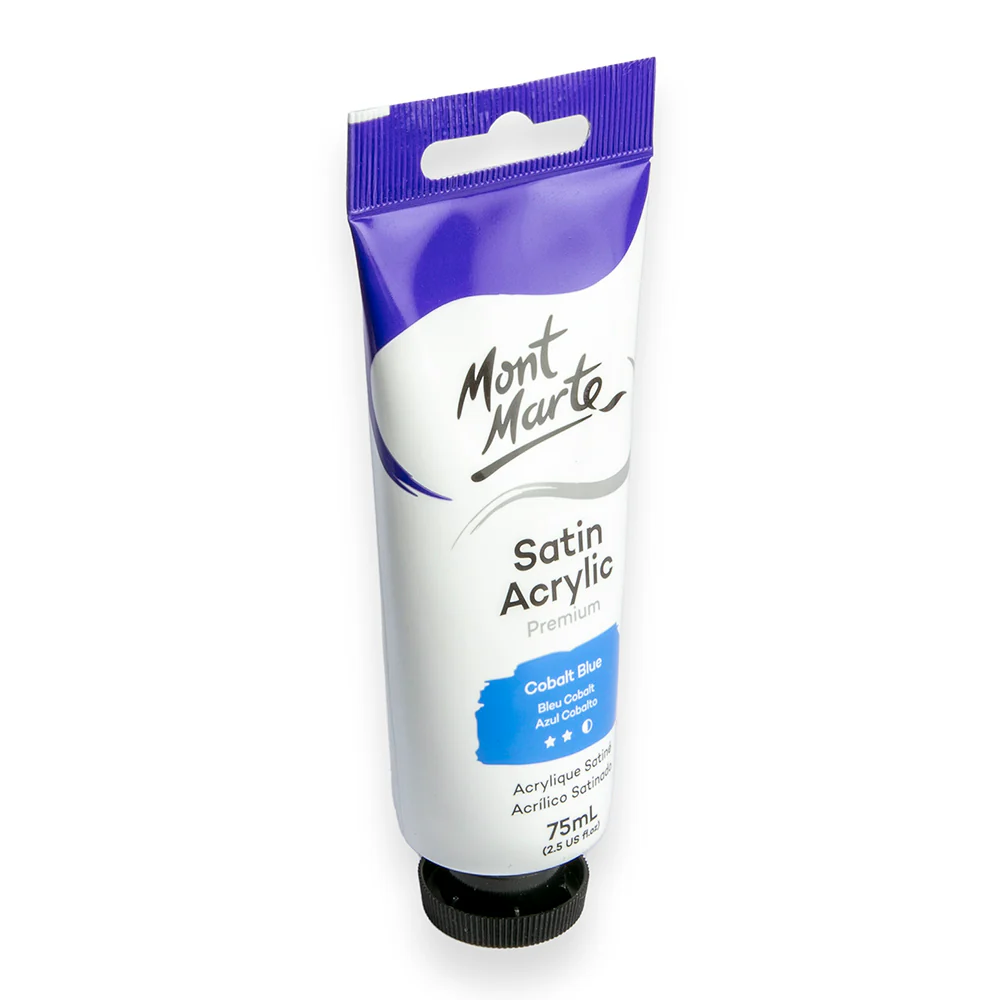 Satin Acrylic Paint Premium 75ml Tube - Cobalt Blue - Image 3