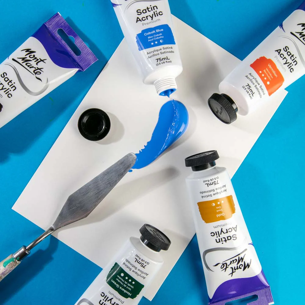 Satin Acrylic Paint Premium 75ml Tube - Cobalt Blue - Image 5