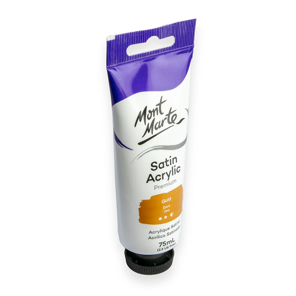 Satin Acrylic Paint Premium 75ml Tube - Gold - Image 2