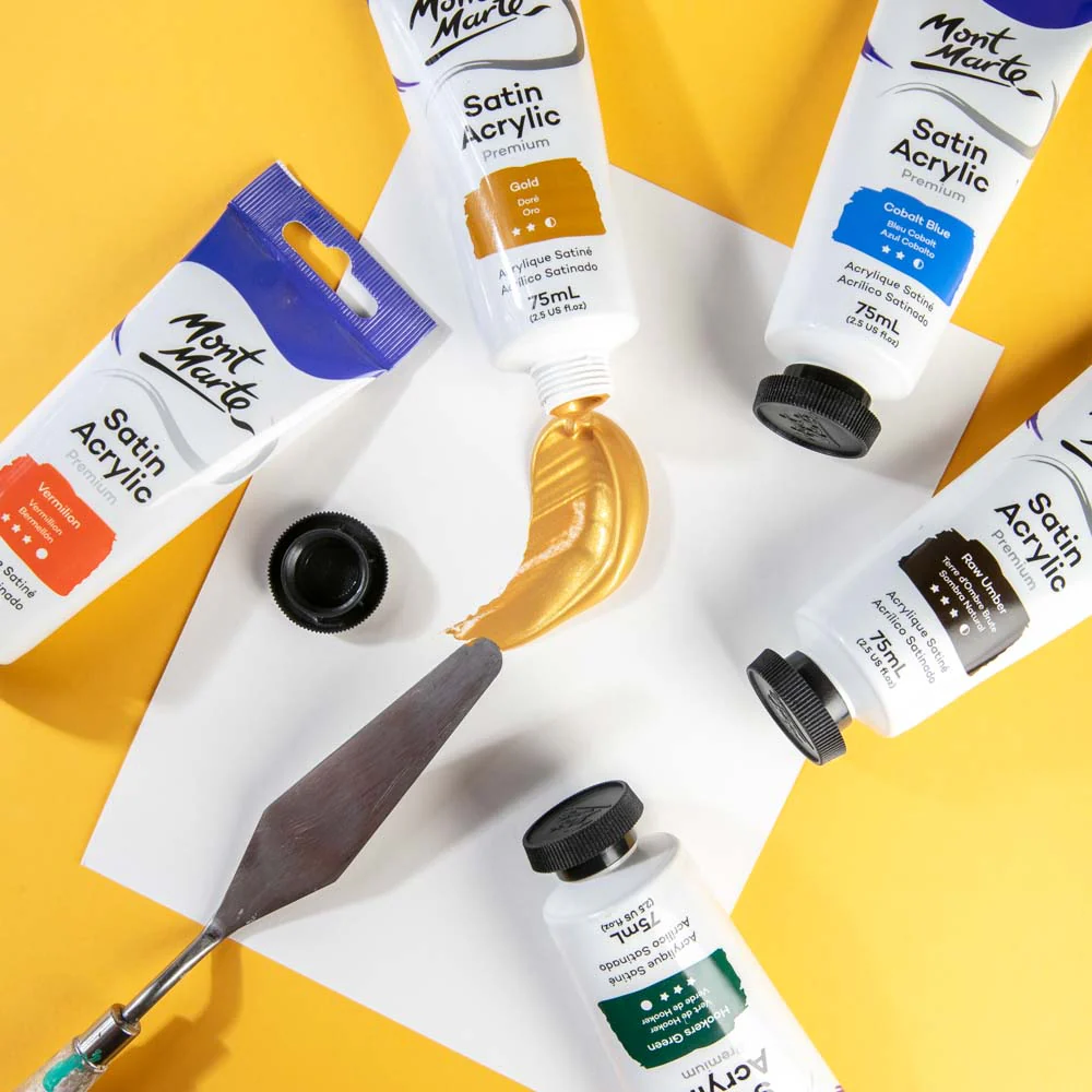 Satin Acrylic Paint Premium 75ml Tube - Gold - Image 5