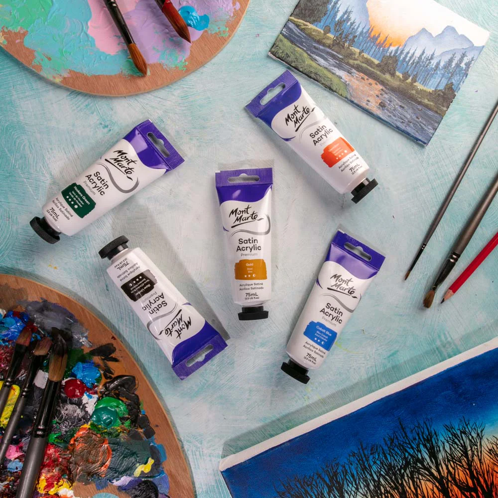 Satin Acrylic Paint Premium 75ml Tube - Gold - Image 6