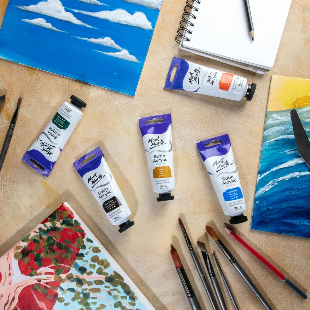 Satin Acrylic Paint Premium 75ml Tube - Gold - Image 8