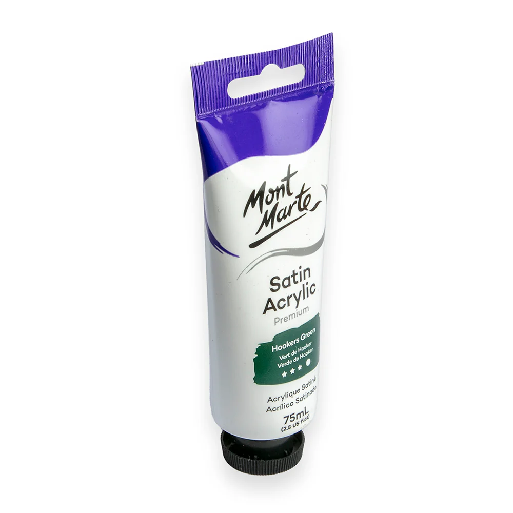 Satin Acrylic Paint Premium 75ml Tube - Hookers Green - Image 2