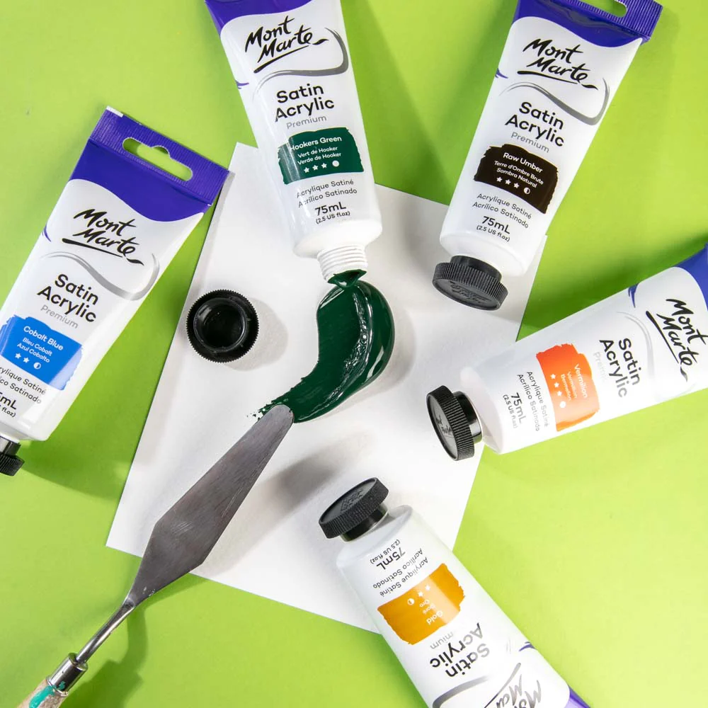 Satin Acrylic Paint Premium 75ml Tube - Hookers Green - Image 5