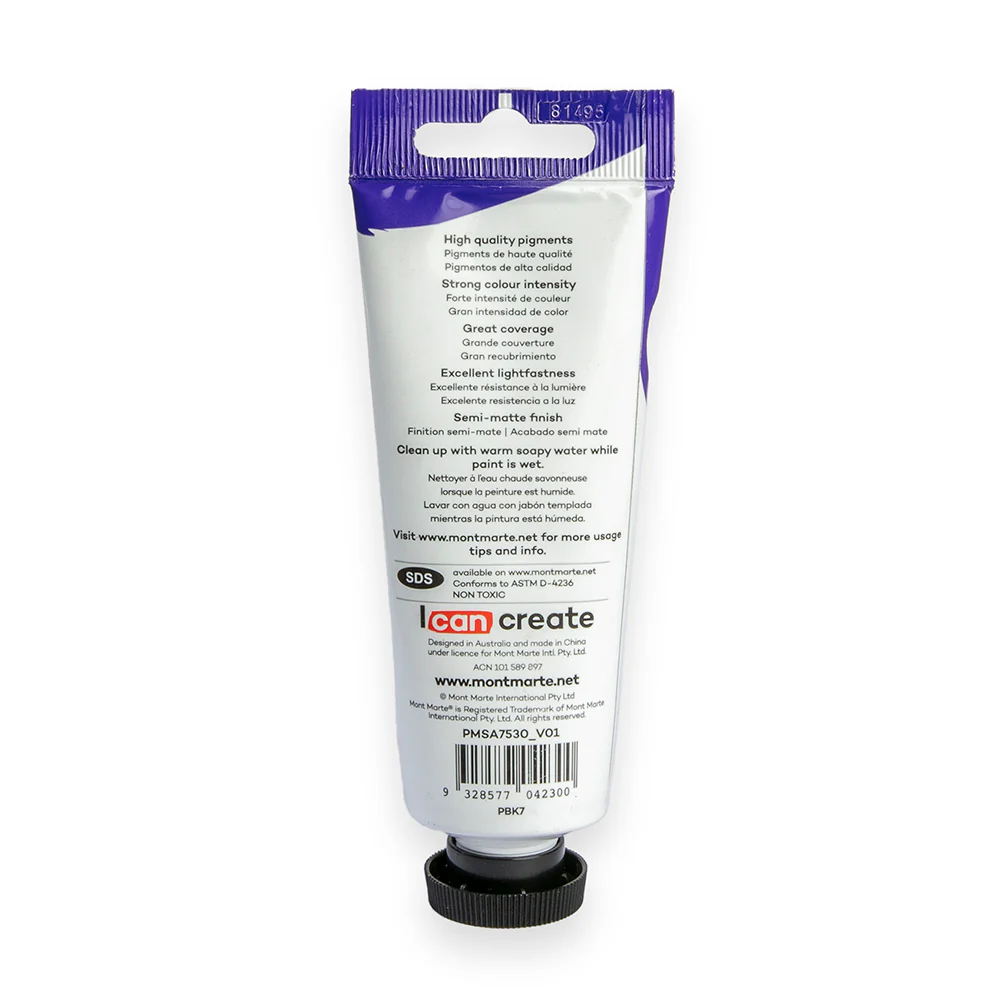 Satin Acrylic Paint Premium 75ml Tube - Lamp Black - Image 3