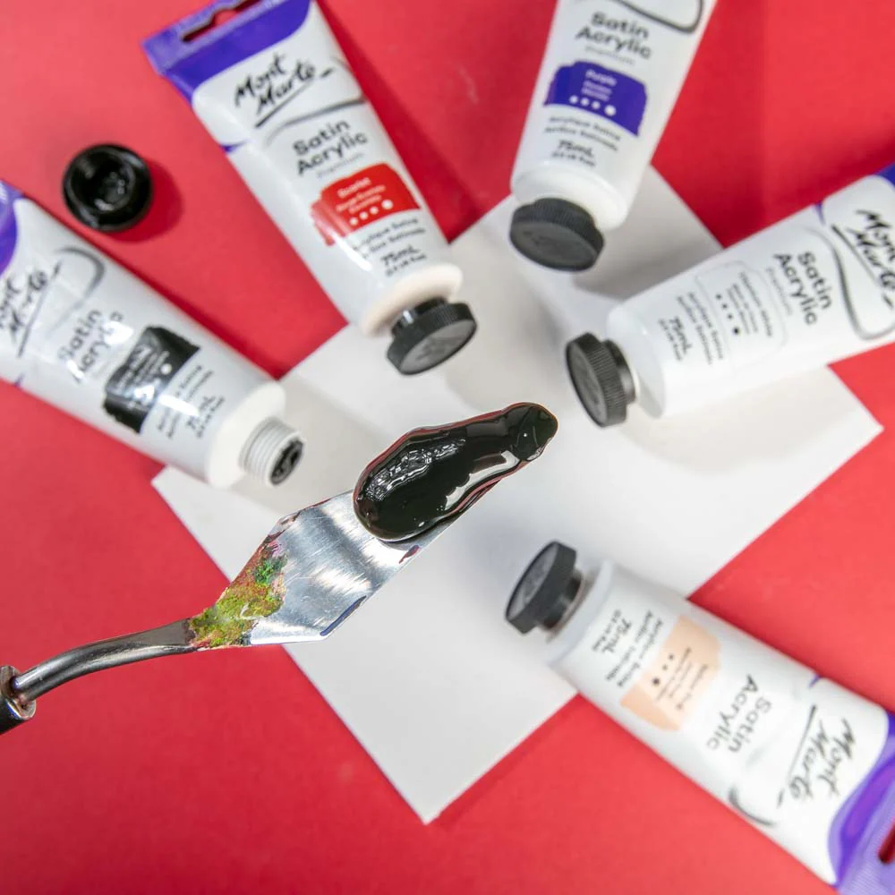 Satin Acrylic Paint Premium 75ml Tube - Lamp Black - Image 7