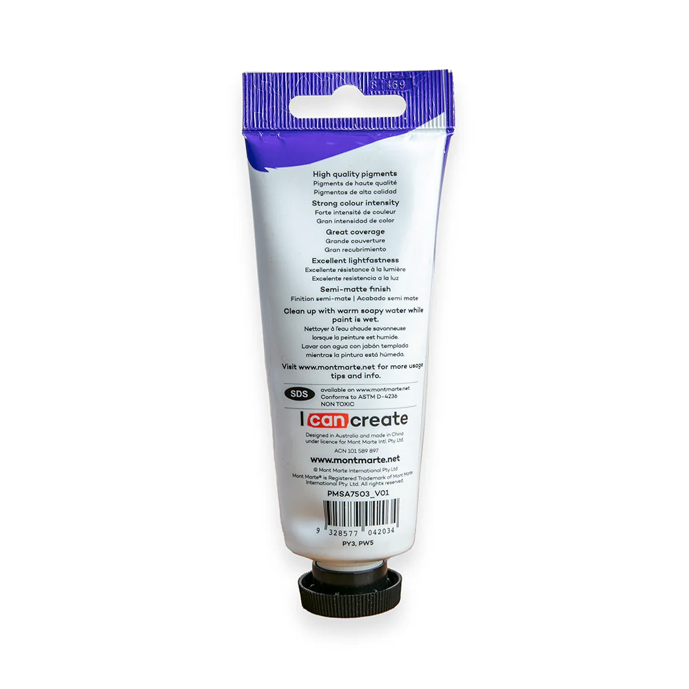 Satin Acrylic Paint Premium 75ml Tube - Lemon Yellow - Image 3
