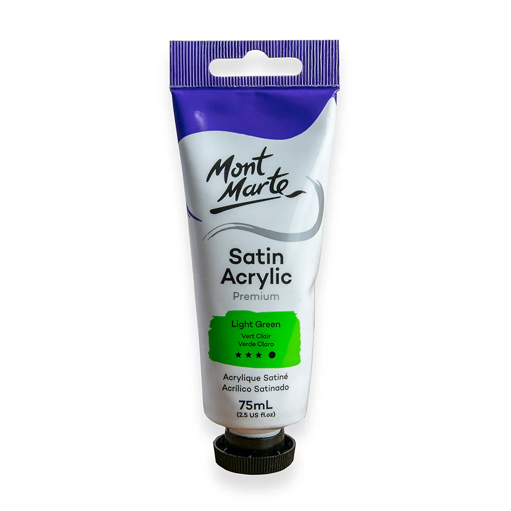 Satin Acrylic Paint Premium 75ml Tube - Light Green