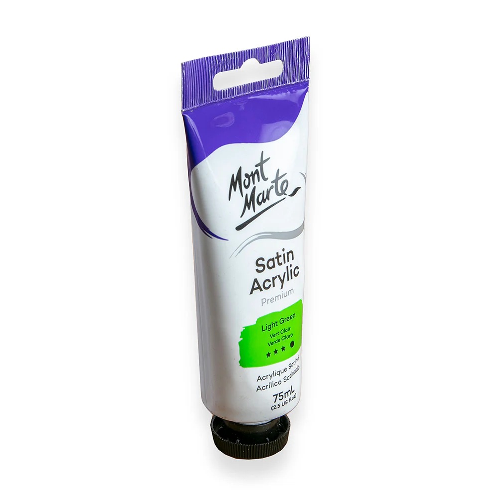Satin Acrylic Paint Premium 75ml Tube - Light Green - Image 2