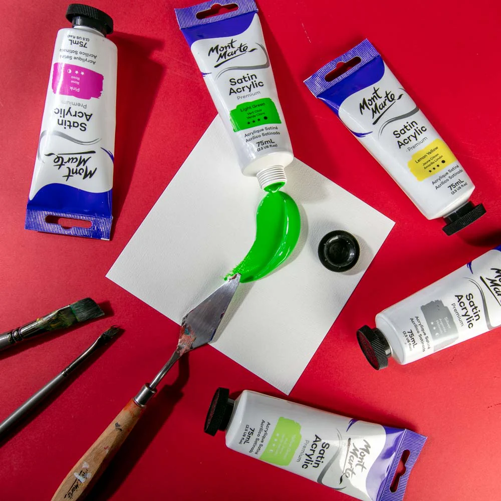 Satin Acrylic Paint Premium 75ml Tube - Light Green - Image 5