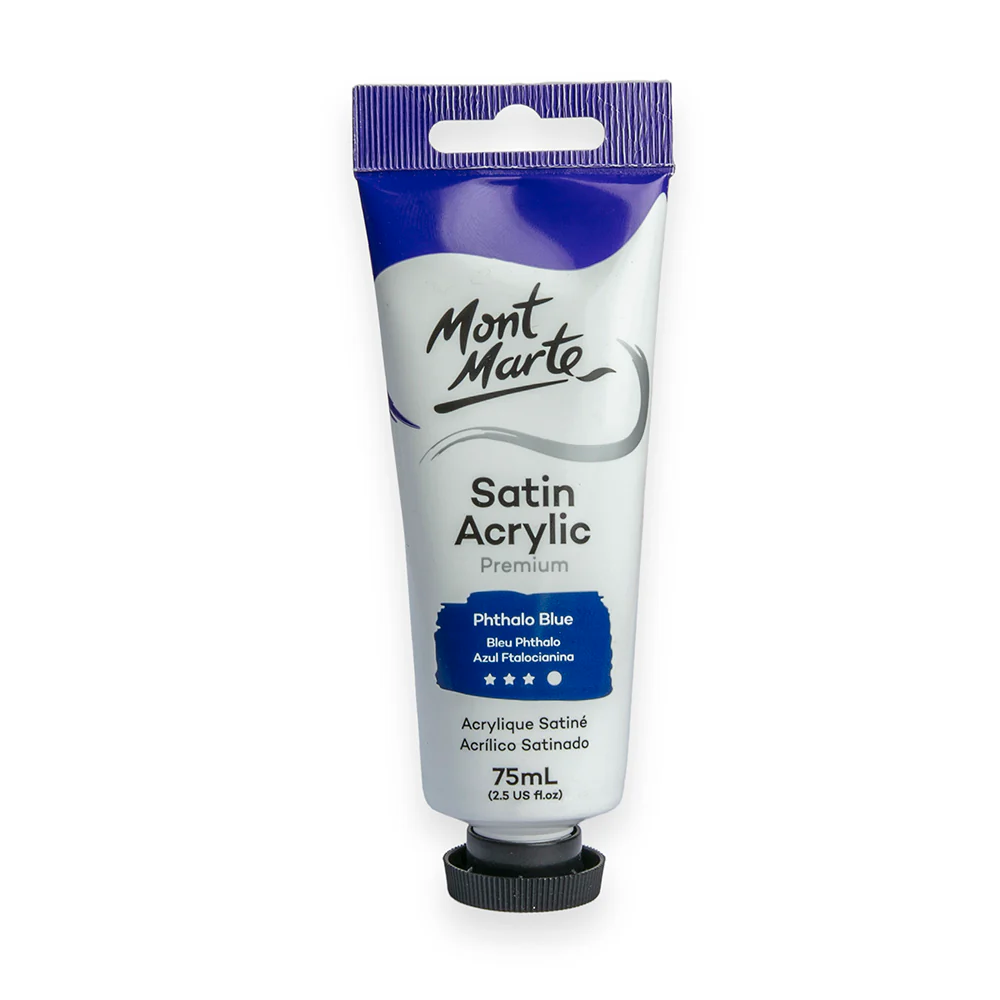 Satin Acrylic Paint Premium 75ml Tube - Phthalo Blue