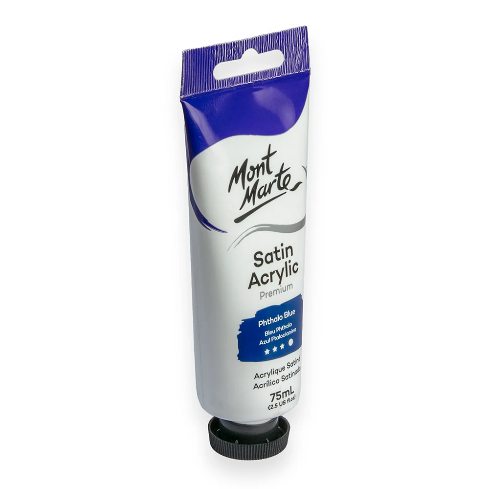 Satin Acrylic Paint Premium 75ml Tube - Phthalo Blue - Image 2
