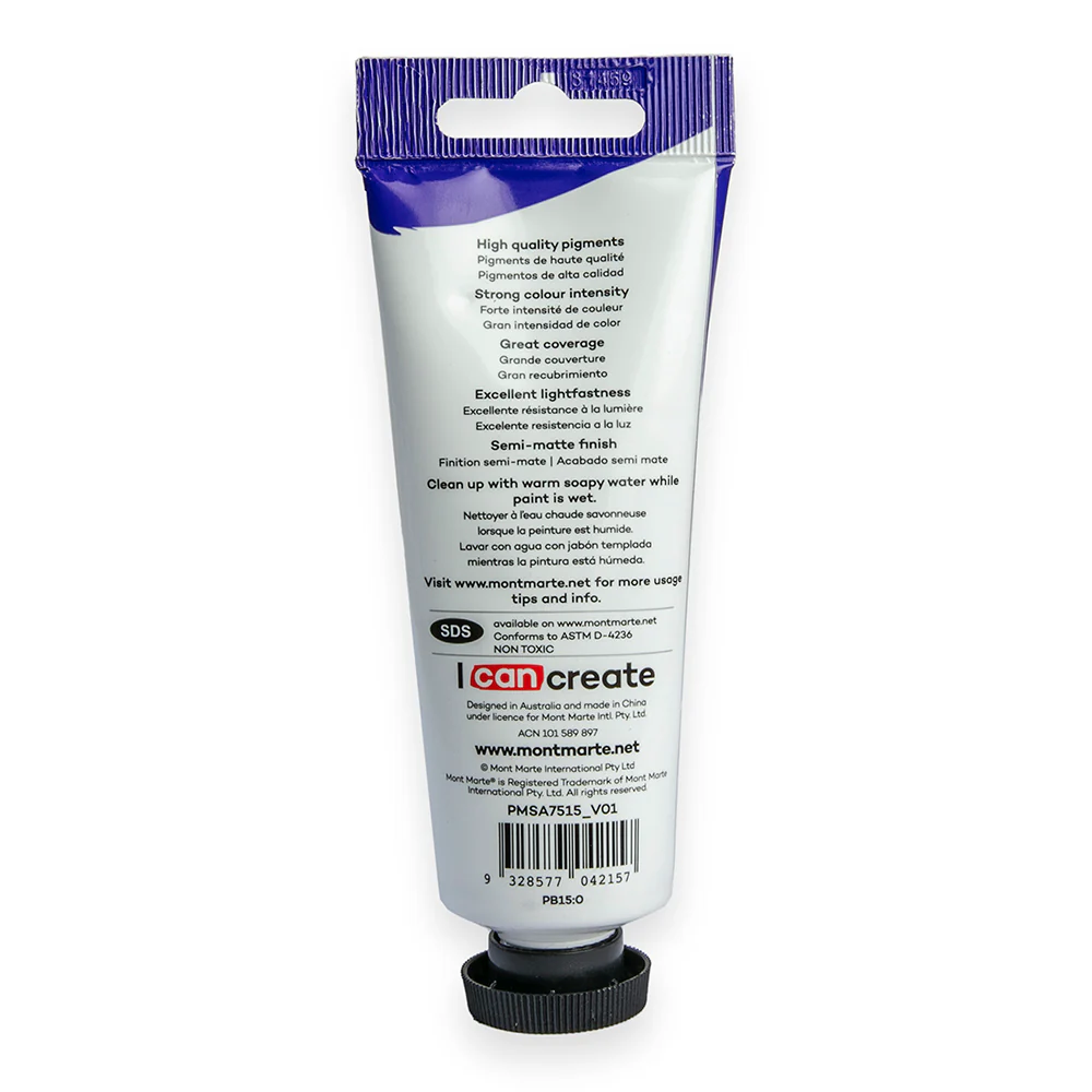 Satin Acrylic Paint Premium 75ml Tube - Phthalo Blue - Image 3