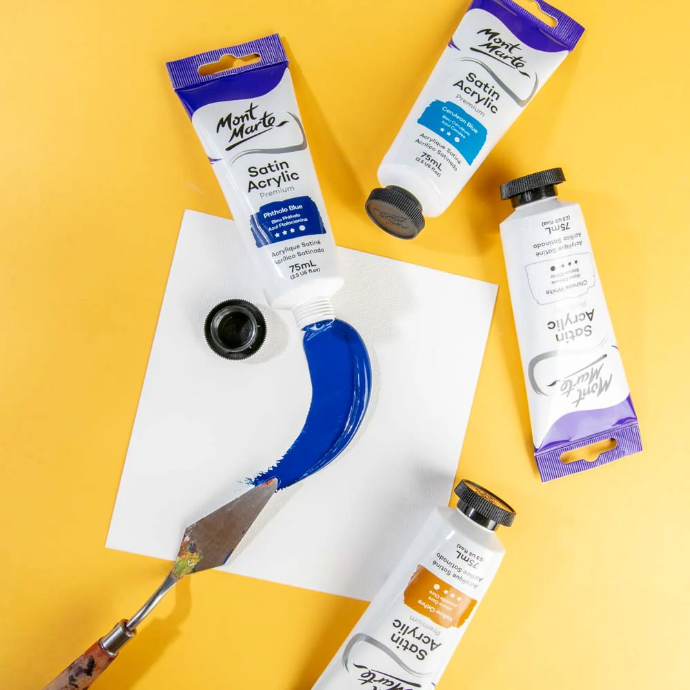 Satin Acrylic Paint Premium 75ml Tube - Phthalo Blue - Image 5