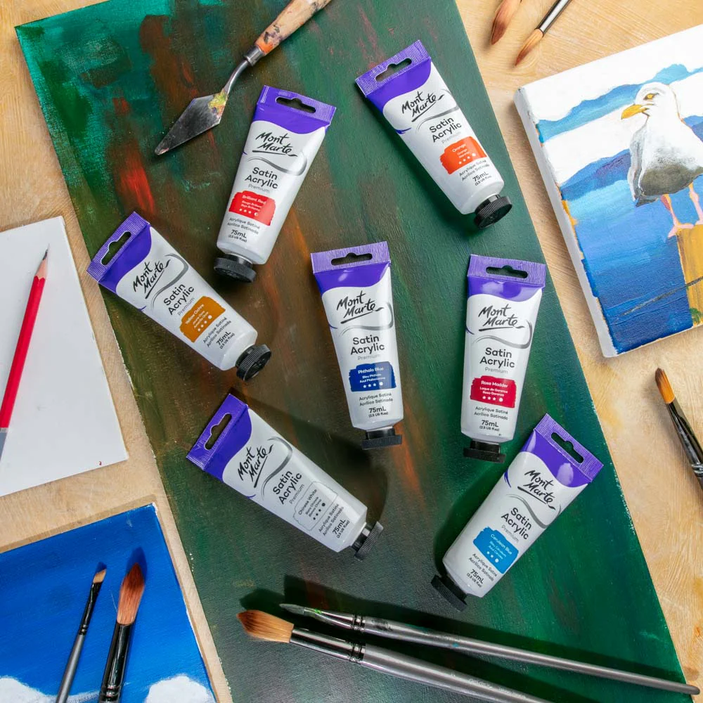 Satin Acrylic Paint Premium 75ml Tube - Phthalo Blue - Image 6